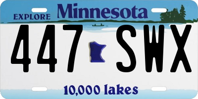 MN license plate 447SWX