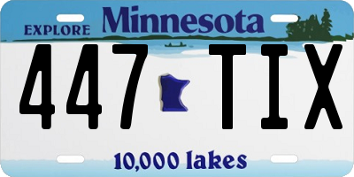 MN license plate 447TIX