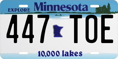 MN license plate 447TOE