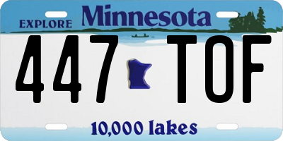 MN license plate 447TOF