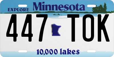 MN license plate 447TOK