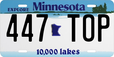 MN license plate 447TOP