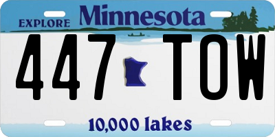 MN license plate 447TOW