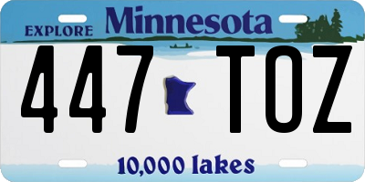 MN license plate 447TOZ
