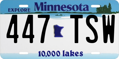 MN license plate 447TSW