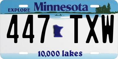 MN license plate 447TXW