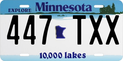 MN license plate 447TXX