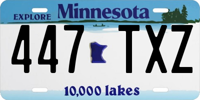 MN license plate 447TXZ