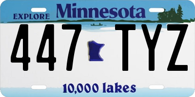 MN license plate 447TYZ