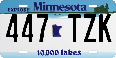 MN license plate 447TZK