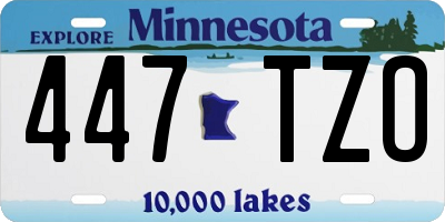 MN license plate 447TZO