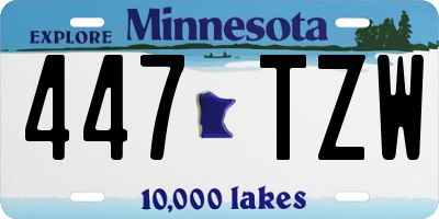 MN license plate 447TZW