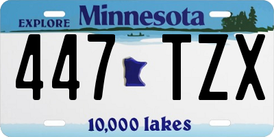 MN license plate 447TZX