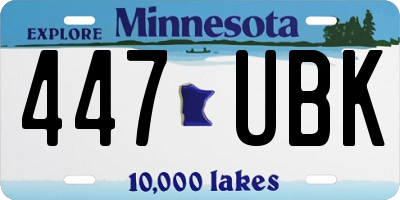 MN license plate 447UBK