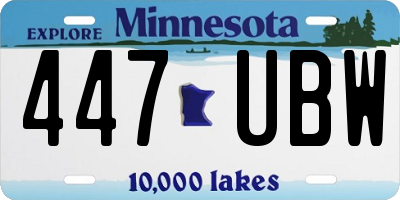 MN license plate 447UBW