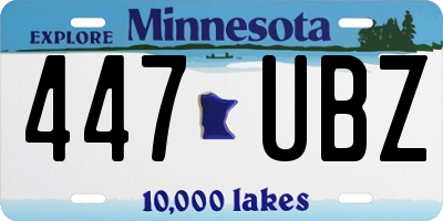 MN license plate 447UBZ