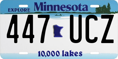 MN license plate 447UCZ