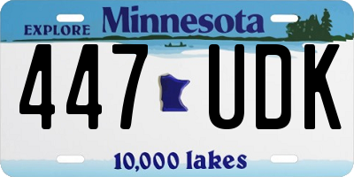MN license plate 447UDK
