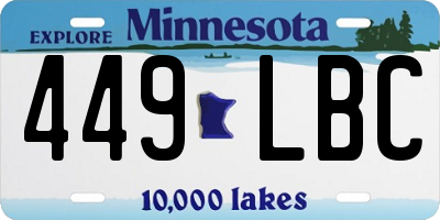 MN license plate 449LBC