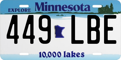 MN license plate 449LBE