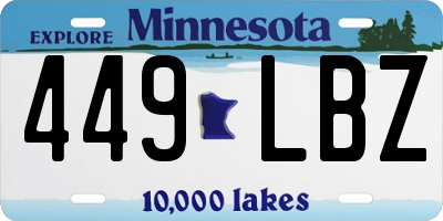 MN license plate 449LBZ
