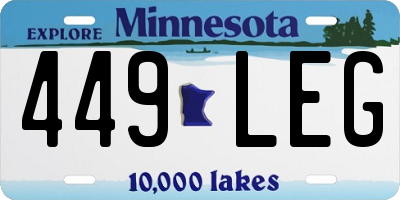 MN license plate 449LEG