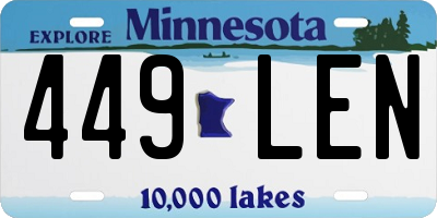 MN license plate 449LEN