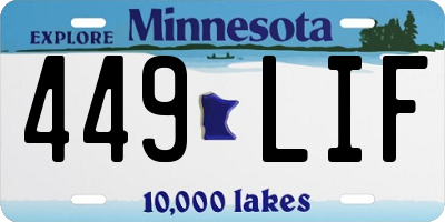 MN license plate 449LIF