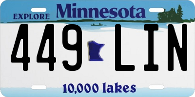 MN license plate 449LIN