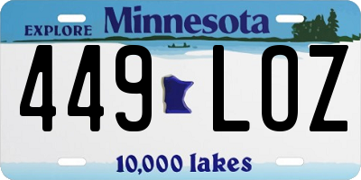 MN license plate 449LOZ