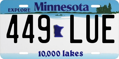 MN license plate 449LUE