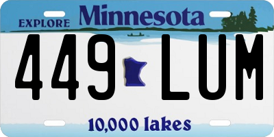 MN license plate 449LUM