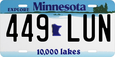 MN license plate 449LUN