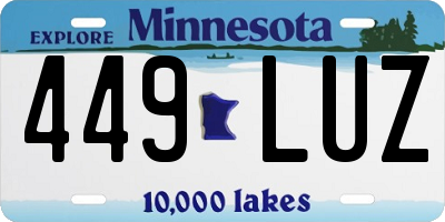 MN license plate 449LUZ
