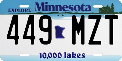 MN license plate 449MZT