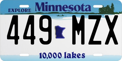 MN license plate 449MZX