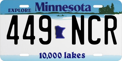 MN license plate 449NCR