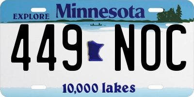 MN license plate 449NOC