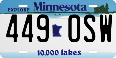MN license plate 449OSW