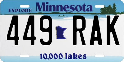 MN license plate 449RAK