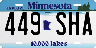 MN license plate 449SHA