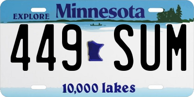 MN license plate 449SUM