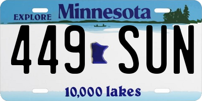 MN license plate 449SUN