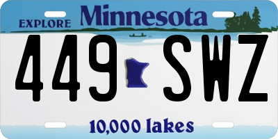 MN license plate 449SWZ
