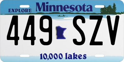 MN license plate 449SZV