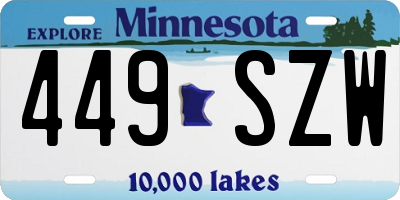 MN license plate 449SZW