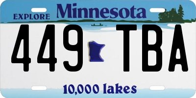 MN license plate 449TBA