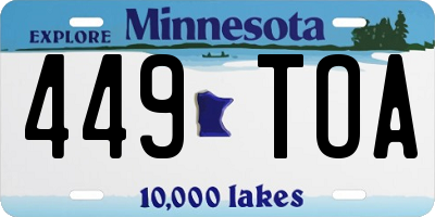 MN license plate 449TOA
