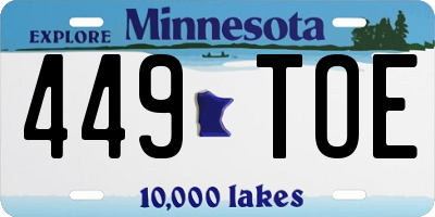 MN license plate 449TOE