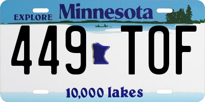 MN license plate 449TOF